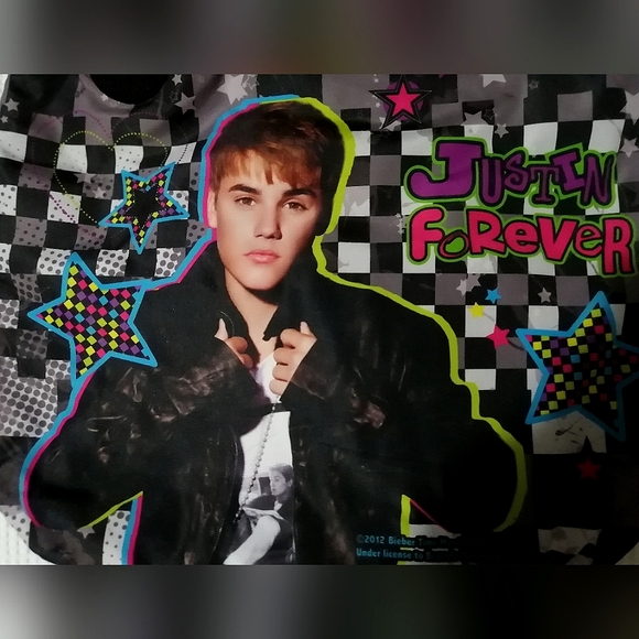 Justin Bieber Pop Music "Justin Forever" 2012 Zippered Purse / Tote NWT - Picture 2 of 7